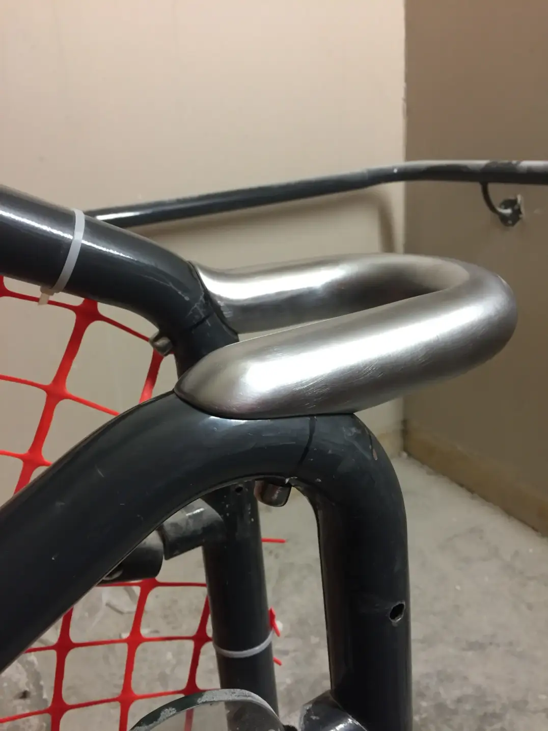 Close-up stainless steel handrail connector sleeve joint